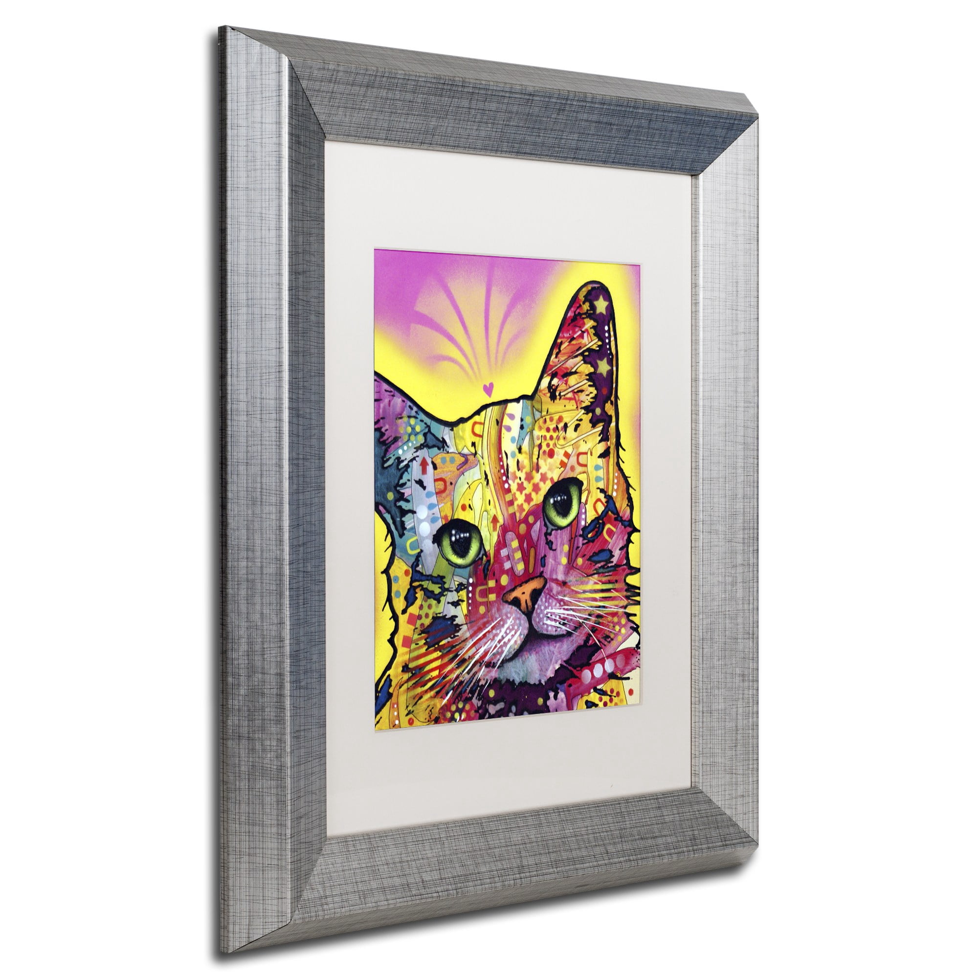 Trademark Fine Art "Tilt Cat" Canvas Art by Dean Russo White Matte, Silver Frame