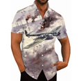 thumbnail image 3 of Camisa con estampado 3D de avión de combate para hombre, camisas y blusas hawaianas informales de verano de gran tamaño, camisa con botones para hombre, 3 of 5