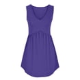 thumbnail image 7 of Npasoilc V-Neck Pleated Pocket Dresses for Women Sleeveless Loose Solid Color A-Line Mini Dress, 7 of 7
