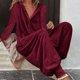 thumbnail image 4 of ICHUANYI Clearance Women's Fashion Hooded Button Rompers Casual Long Sleeve Pocket Jumpsuit(Wine, L) ICHUANYI WER2023081508174, 4 of 8