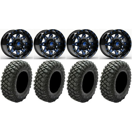 Fuel Lethal Blue 15 Wheels 32 Crawler XR Tires Kawasaki Mule Pro FXT