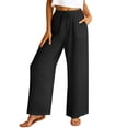 thumbnail image 4 of Nhthy Women's Summer Casual Straight Leg Long Pants, Solid Loose Fit Breathable Full Length Trousers for Everyday Outfits Black XXXL, 4 of 9
