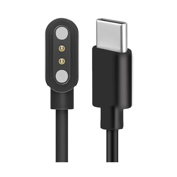 Chenchen Compatible with HIRREO Military Smart Watches Charger, Magnetic Replacement Charging Cable Compatible for HIRREO FV14, I121, FV13, V99, FV15, DM1, DM2, EF7, TX1 (Type C-Black, 2.84mm Charger)