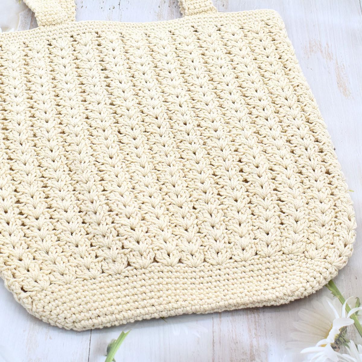 CAILDANL Boho Crochet Summer Handbag Handmade Cotton Rope Knit Shoulder Bags for Women Bohemia Tote for Travel