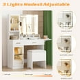 thumbnail image 5 of Esmlada Vanity with Mirror and Lights, Makeup Vanity Table with Charging Station, Makeup Table Set with RGB Cabinets and 3 LED Light Modes White, 5 of 8
