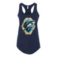 thumbnail image 2 of Ocean Shark Big Mouth Ladies Racerback Tank Top, Navy, X-Large, 2 of 3