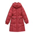 thumbnail image 6 of Breezora Women's Casual Longline Padded Coat Mid Waist Thick Thermal Cotton Blend European Style Winter Jacket M Size Red, 6 of 9