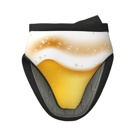 

Pofeuu Golden Beer Print Thickened Mini Silicone Oven Mitts Heat Resistant Rubber Oven Mitt Gloves Finger Pinch Grips Pot Holder Silicone Potholder