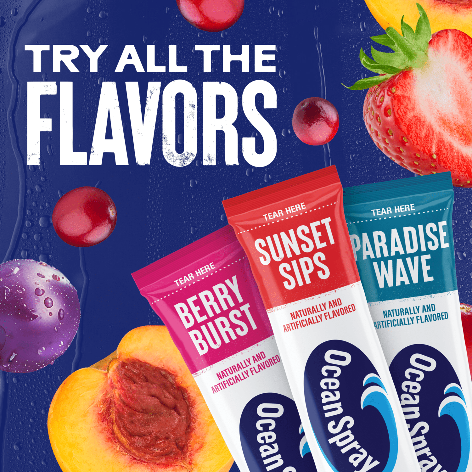 Ocean Spray Powder Drink Mix Variety Pack, Island Mix, Zero Sugar, 30 Sticks