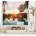 thumbnail image 2 of Hawaii Tapestry, Home with Swimming Pool at Sunset Tropics Palms Private Villa Resort Scenic View, Fabric Wall Hanging Decor for Bedroom Living Room Dorm, 5 Sizes, Orange Teal, by Ambesonne, 2 of 9