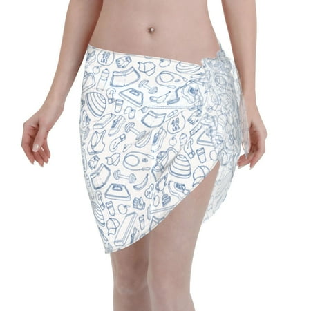 Qekee Fitness Guru Women s Short Sarongs Cover Ups Sheer Bikini Wraps for Swimwear