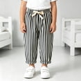 thumbnail image 5 of Xyant Toddler Girl Boy Cotton Linen Pants Striped Wide Leg Casual Pant Elastic Waist Summer Fall Trousers Kids Loose Long Pants (Black,3-4 Years), 5 of 7