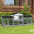 thumbnail image 2 of Spaco 90.5" Wooden Rabbit Hutch Bunny Cage Pet Playpen House Enclosure with Double Side Run Boxes, for Guinea Pig and Small Animals, Light Gray, 2 of 11