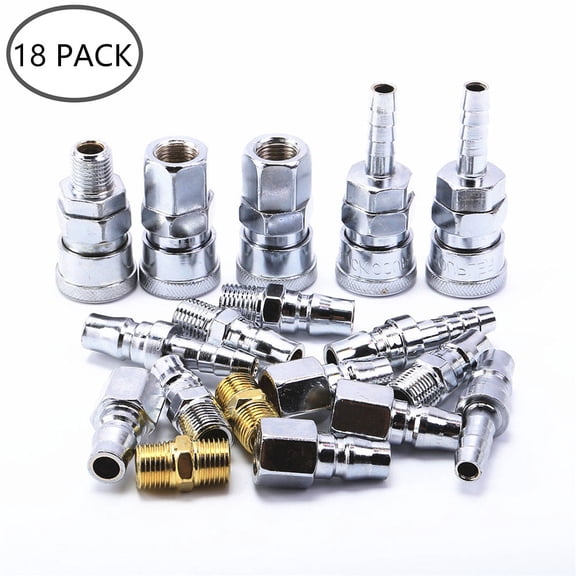 Miuline 18pcs 1/4" BSP Air Line Hose Fittings Connector Male Female Quick Coupling Release Set