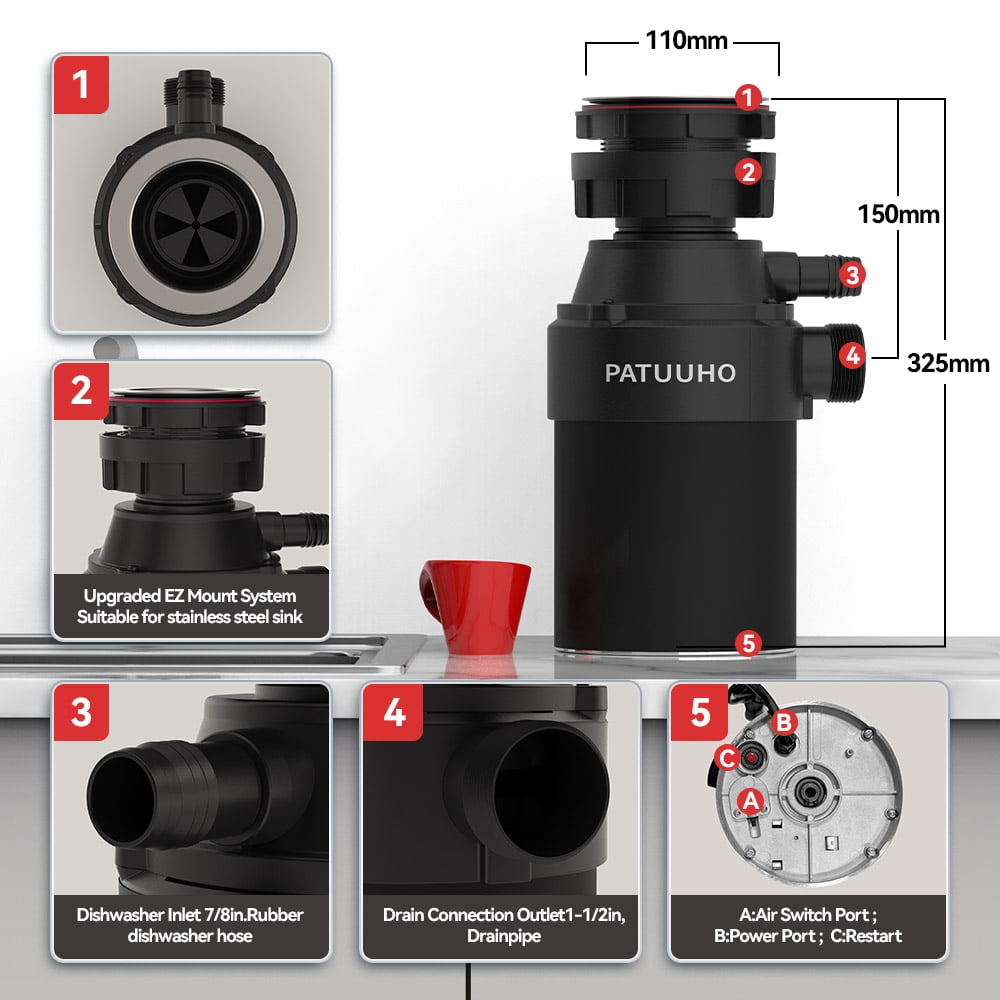 3/4 HP EZ-Mount Continuous Feed Garbage Disposer 3 Year Warranty