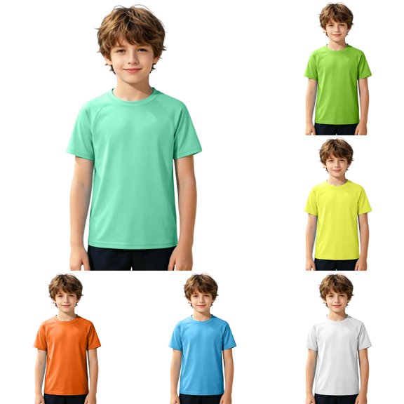 Shadoumai Boys Rash Guard Short Sleeve Boys Swim Shirt UPF 50 Quick Dry Shirt for Girls