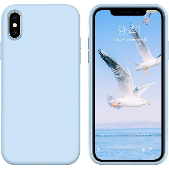 Compatible with iPhone Xs/X Case, iPhone Xs/X Silicone Case, Soft Gel Rubber Slim Lightweight Microfiber Lining Cushion Texture Shockproof Protective ',Light Blue