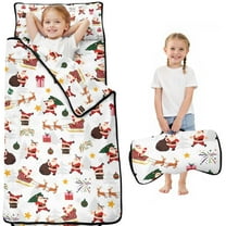 White Christmas Santa Pattern Toddler Nap Mats for Kids Preschool,50"x20" Sleeping Mat Bag or Kids,Toddler Sleeping Bag,Toddler Nap Mat or Daycare