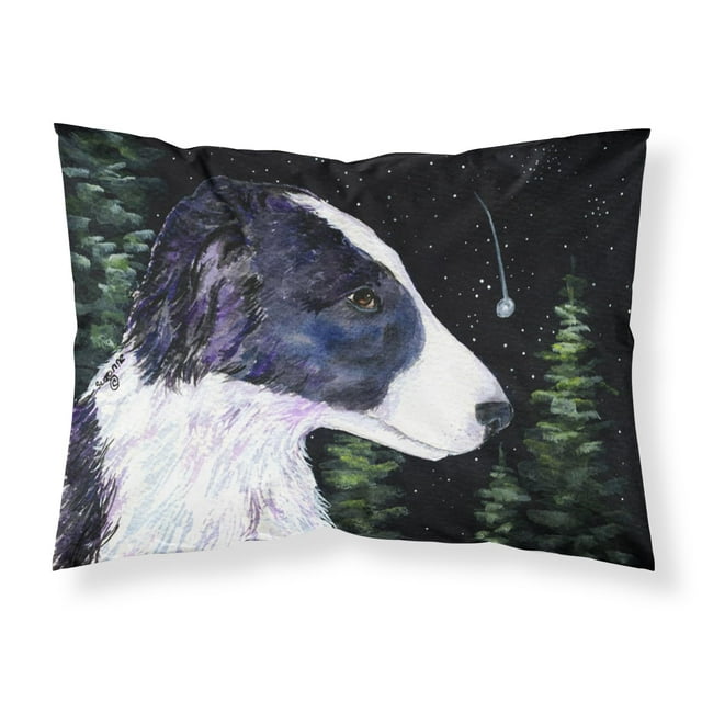 ""Caroline'S Treasures Ss8490Pillowcase Starry Night Border Collie Tela Que Absorbe La Humedad Funda De Almohada Estándar Grande Multicolor""