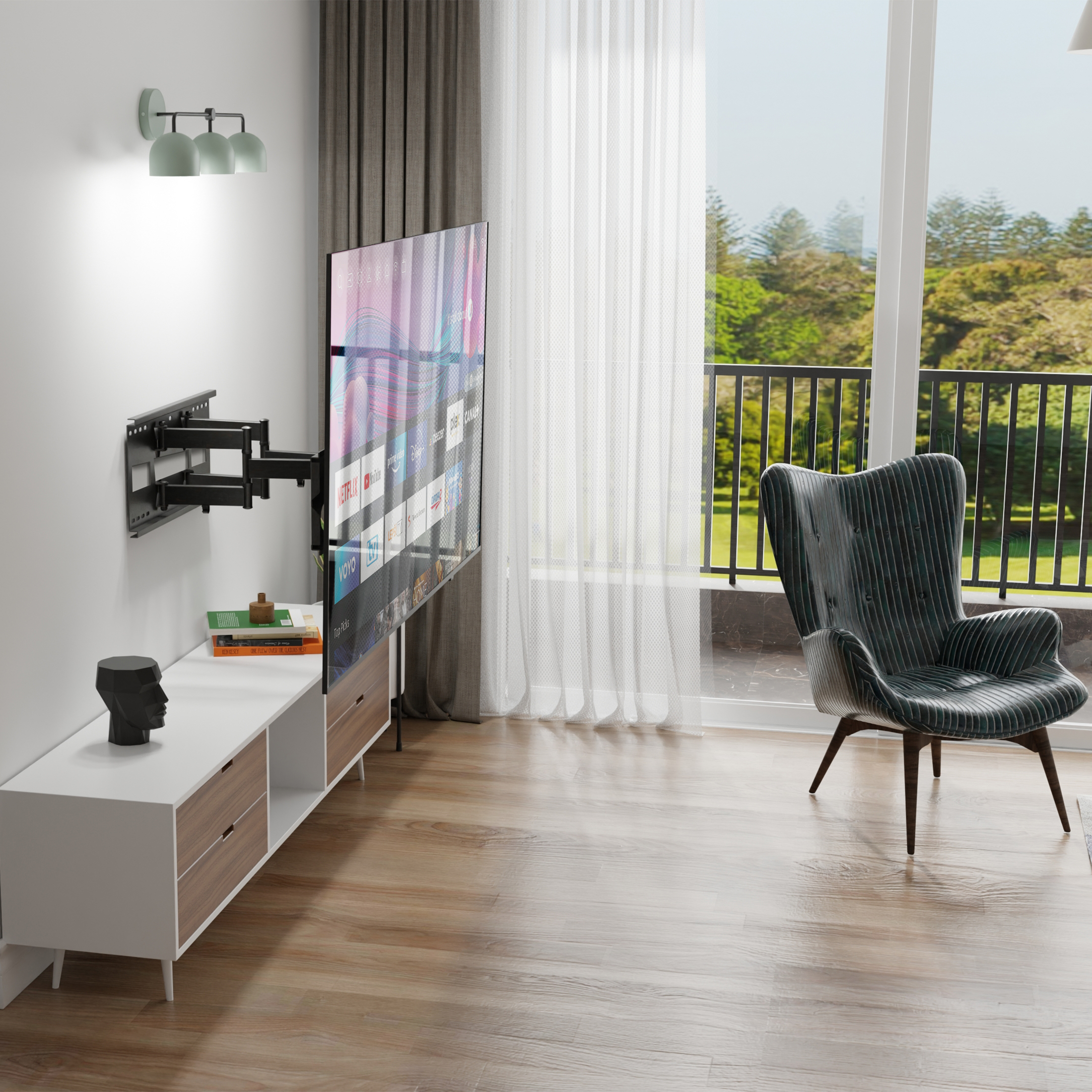 Mount-It! Full Motion Dual Arm TV Wall Mount with Extra Long 36" Extension , Fits 40" to 90" Tv's, Capacity 176 Lbs.