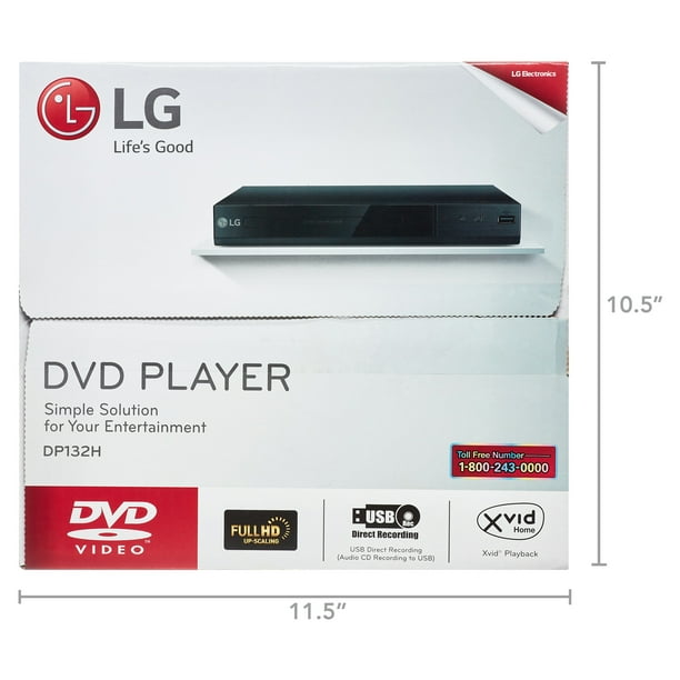 LG DP132H Compact DVD Player, HD Upscaling, USB Direct Recording
