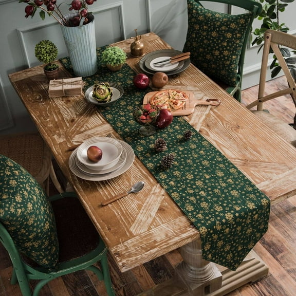AUQ Table Runners,Fade-Resistant Table Decor,Heat-Resistant Protection Table Cloth,Green