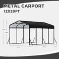 thumbnail image 6 of ESIMOTE 12x20ft Metal Carport, Heavy Duty Garage with Updated Frame Structure, Galvanized Steel Roof and Enhanced Base Canopy, Metal Garage Car Shelter Shade for Car, Boats and Truck, 6 of 7