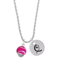 thumbnail image 1 of Delight Jewelry Silvertone Hot Pink Softball with Stitching Spinner Silvertone Script Initial Disc - Q - Charm Necklace, 20"+3", 1 of 4