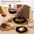 thumbnail image 5 of Vesteel Stoneware Dinnerware Sets for 2, 6 Pieces Ceramic Plates and Bowls Sets, Elegant Dishes with Rustic Terracotta Base, Dishwasher & Microwave Safe, Scratch Resistant, Matte Black, 5 of 9
