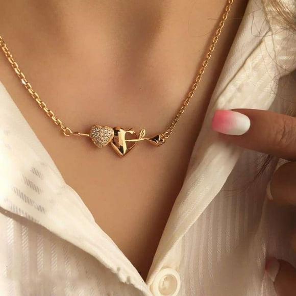 EGNMCR Necklaces & Pendants Women Fashion Vintage Gift Love Heart Dill Present Necklace Women Necklace