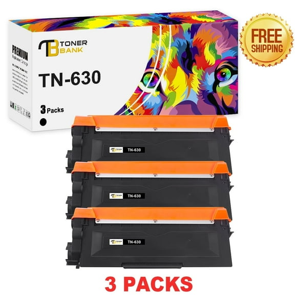 Toner Bank 3-Pack Compatible Toner Cartridge for Brother TN-630 TN630 TN 630 HL-L2300D HL-L2380DW HL-L2320D DCP-L2540DW HL-L2340DW HL-L2360DW MFC-L2700DW MFC-L2720DW Printer Ink (Black)