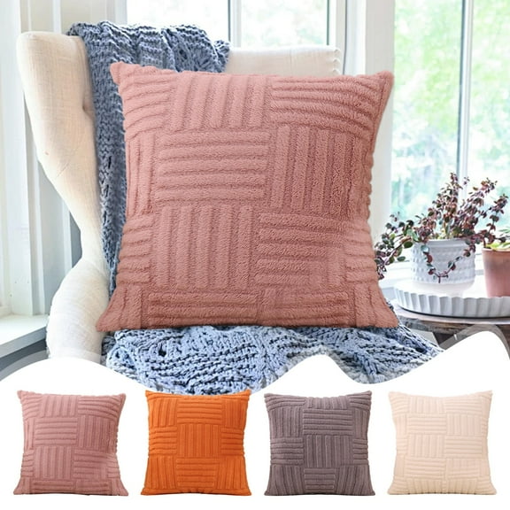 Home Decor Pillow Covers 22x22 Furry Pillow Set Shu Cotton Velvet Living Room Sofa Cushions Office Backrest Lumbar Pillow Cushions Orange
