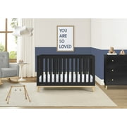 Delta Children Frankie 4-in-1 Convertible Crib - Greenguard Gold Certified, Black with Natural