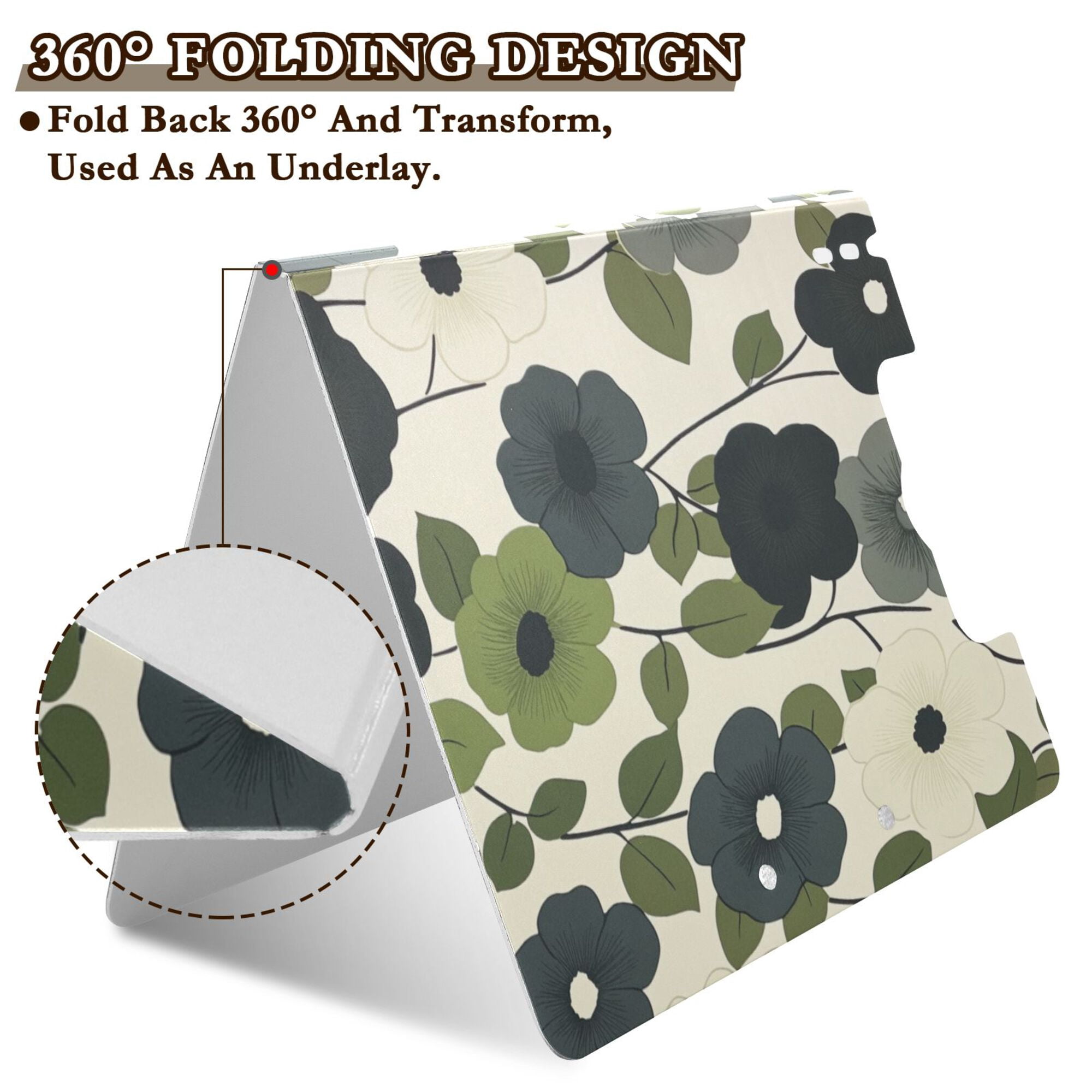 FORMRS A4 Clipboard Folder with Pen Holder Horizontal Foldable School Office Binder, Navy Flower