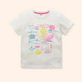 thumbnail image 2 of Tfken Summer T-Shirts For Girls Animal Print Short Sleeve Crew Neck Tops Daily Wear Trendy Toddler Soft Tops White Size 5 Years, 2 of 3