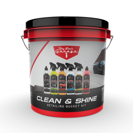 Jay Leno's Garage Clean and Shine Detailing Bucket Kit Automotive Cleaners, 8 Piece