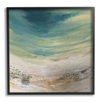 Stupell Industries Enigmatic Landscape Scene Curved Abstract Beach Depiction Painting Black Framed Art Print Wall Art, Design by Stacy Gresell