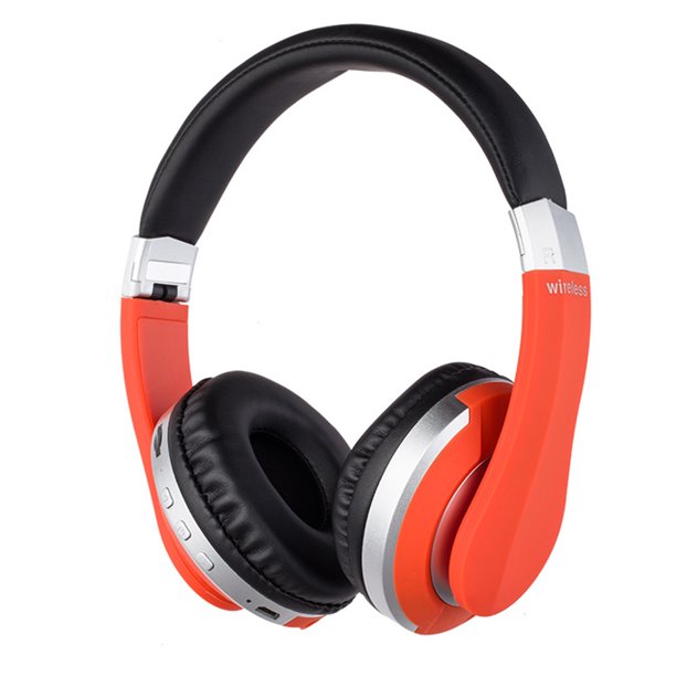 Sidaley Nuevos auriculares inalámbricos Auriculares Bluetooth Auriculares estéreo plegables para juegos con micrófono para teléfono móvil Cables de audio/vídeo Rojo