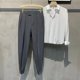 thumbnail image 2 of Pantalones de traje de sastrería social recortados para hombre, de negocios, de seda de hielo, elásticos, de verano, rectos y holgados, 2 of 5