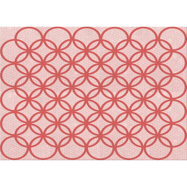 Ahgly Tapis Rectangulaire Lavable en Machine Intérieur Transitionnel Rouge Clair Rose, 6 Pieds x 9 Pieds