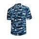 thumbnail image 4 of Camisa de verano con estampado de camuflaje azul 3XL, manga corta, cuello vuelto, abotonada y ropa de playa de moda para hombre, 4 of 7