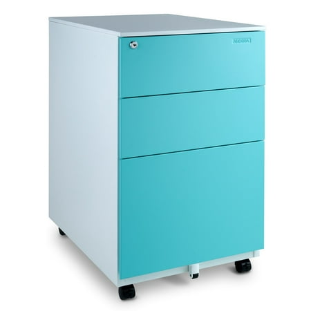 Aurora Modern Soho Design 3 Drawer Metal Mobile File Cabinet With