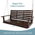 thumbnail image 6 of Fortune Candy 2 Seater Wooden Porch Swing with Hanging Chains, Heavy Duty 880 lbs, 4.5 ft Deep Brown, 6 of 10