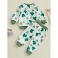 thumbnail image 5 of FEORJGP Toddler Girls Ireland Festival Outfits Infant Baby Long Sleeve Sweatshirts Crew Neck Pullover Shamrock Print Tops and Long Pants Kids 2Pcs Loose Casual Clothes Set for Spring Fall, 5 of 9
