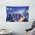 thumbnail image 1 of City Tapestry, Dubai Downtown UAE Night Scenery Modern High Rise Buildings Travel Destination, Wall Hanging for Bedroom Living Room Dorm Decor, 60W X 40L Inches, Violet Blue Orange, by Ambesonne, 1 of 2