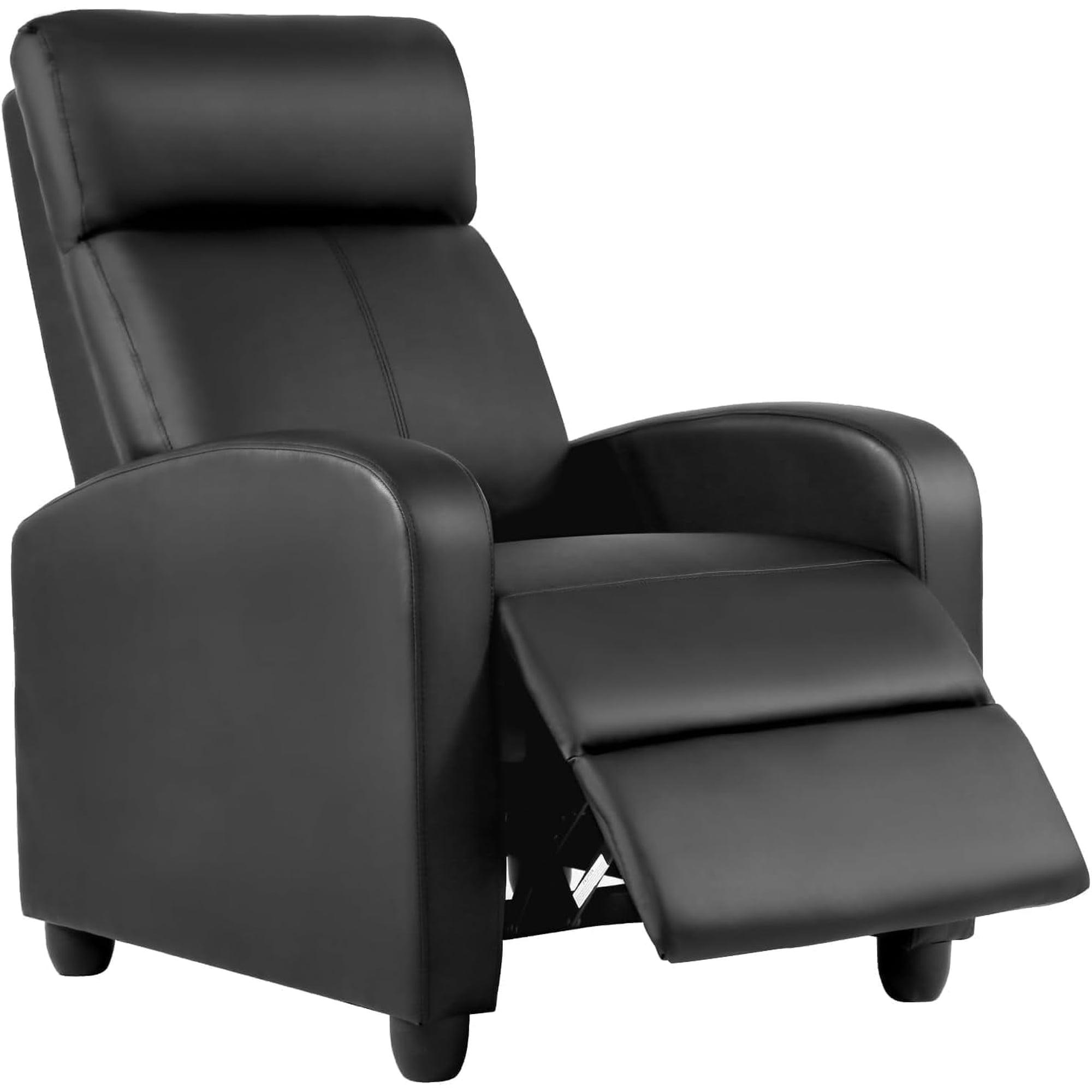 EDX PU Leather Recliner Chair, Small Recliner Sofa Chair with Padded Seat & Side Pocket, Modern Seating Furniture with Footrest & Backrest for Home, Theater, Living Room, Black
