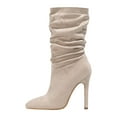 thumbnail image 7 of Slouchy Suede Mid Calf Boots for Women Sexy Pointed Toe Stiletto Heels Casual Dressy Booties, 7 of 7