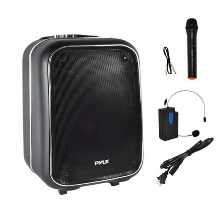 Pyle PWMA825BT - Portable PA Loudspeaker & Micro Kit - Stereo Radio Speaker with Karaoke Micro Ability  FM Radio  MP3/USB/Micro SD Readers