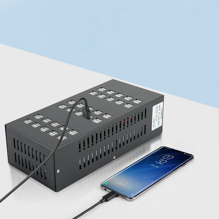 60 Port USB Charging Station Hub Tower Desktop Cell Phone Charger 400W 80A 110V, Black