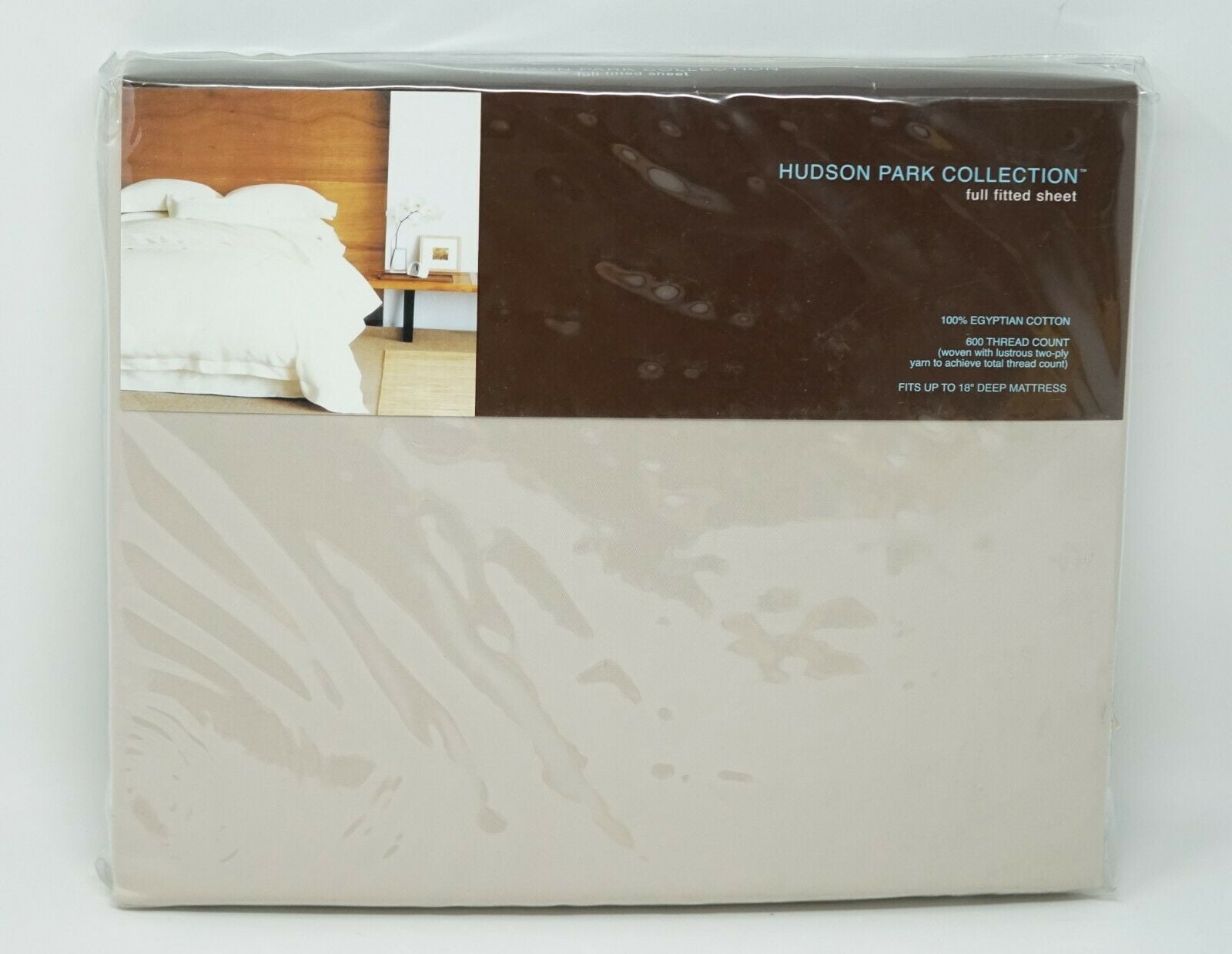 NEW Hudson Park 600 THREAD COUNT 100% Cotton FULL Flat Sheet PUMICE BEIGE 
